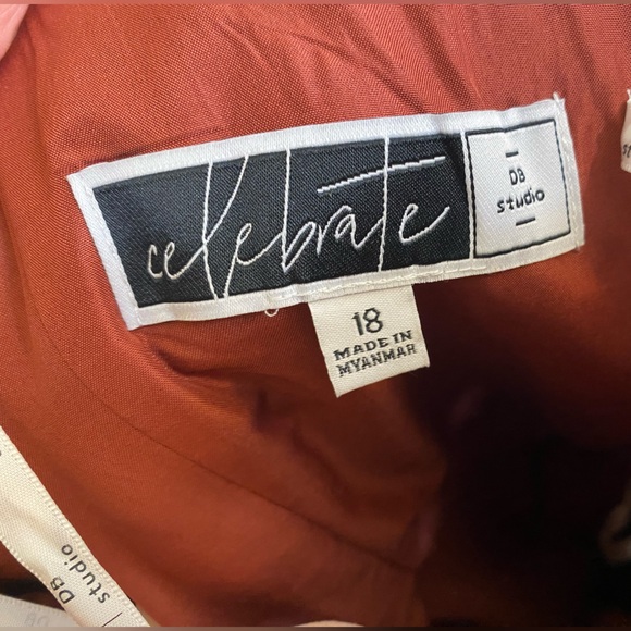 Off-Shoulder Cinnamon / Rust Satin A-Line Dress - Picture 9 of 9